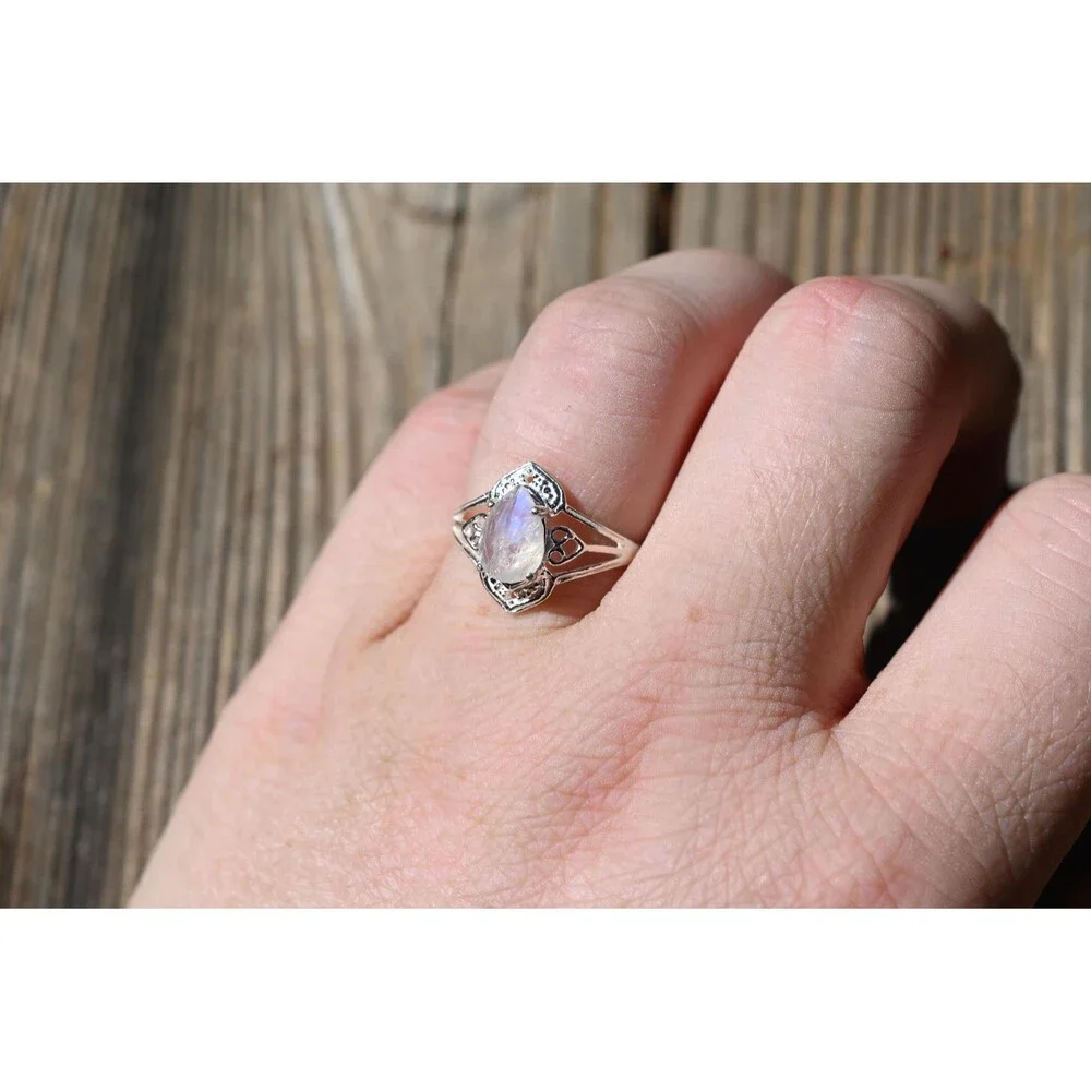 Engagement ring Moonstone sterling silver ring American made